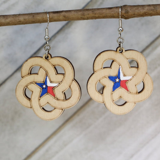 Texas Caledonians Wooden Dangle Earrings - - Cate's Concepts, LLC