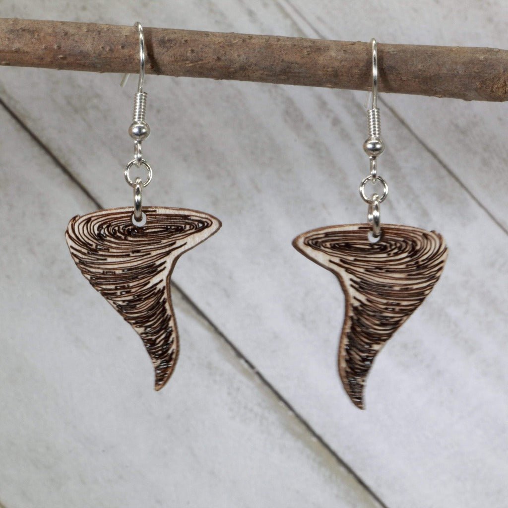 Tornado Wooden Dangle Earrings - - Cate's Concepts, LLC