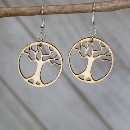 Tree of Life Wooden Dangle Earrings - - Cate's Concepts, LLC