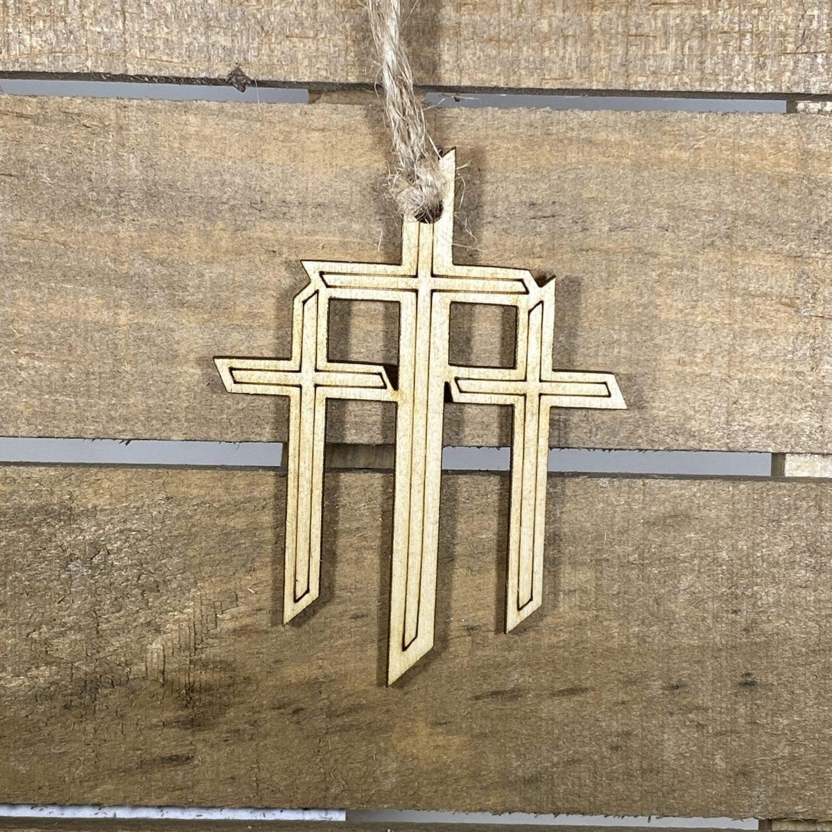 Triple Cross Wooden Christmas Ornaments - - Cate's Concepts, LLC
