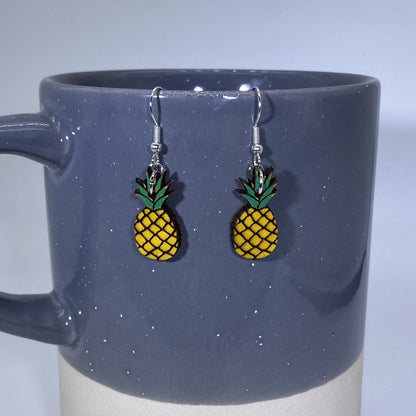 Tropical Pineapples Wooden Dangle Earrings - Cufflinks - Cate's Concepts, LLC