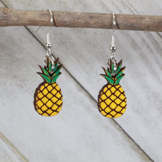 Tropical Pineapples Wooden Dangle Earrings - Dangle - Cate's Concepts, LLC