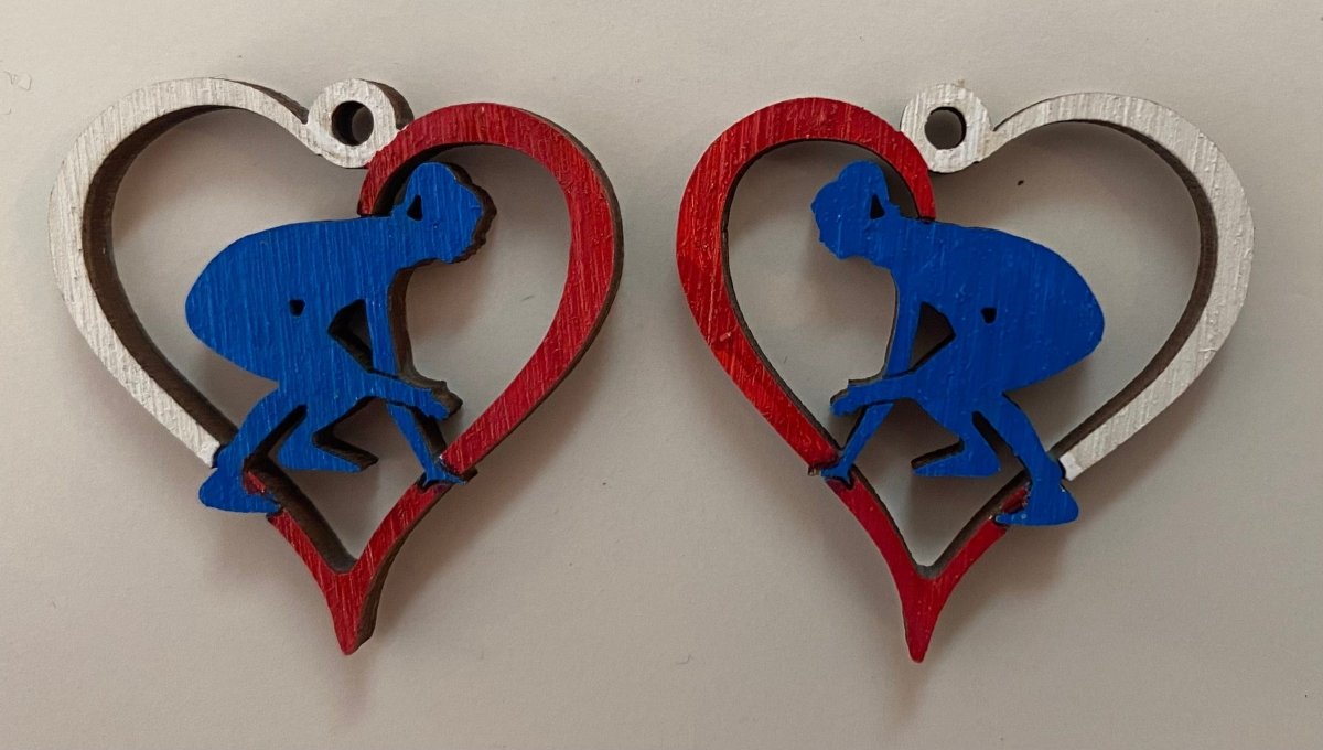 Warrior Woman Wrestler Wooden Earrings - Red, White, Blue - Cate's Concepts, LLC