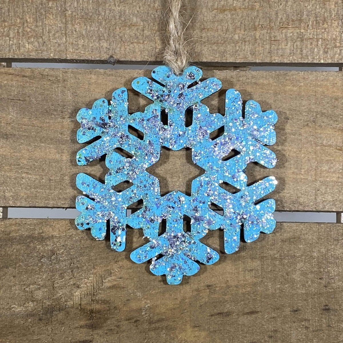 Winter Snowflake Wooden Ornaments - Glitter - Cate's Concepts, LLC