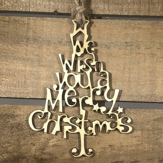 Wish You A Merry Christmas Tree Wooden Ornaments - - Cate's Concepts, LLC